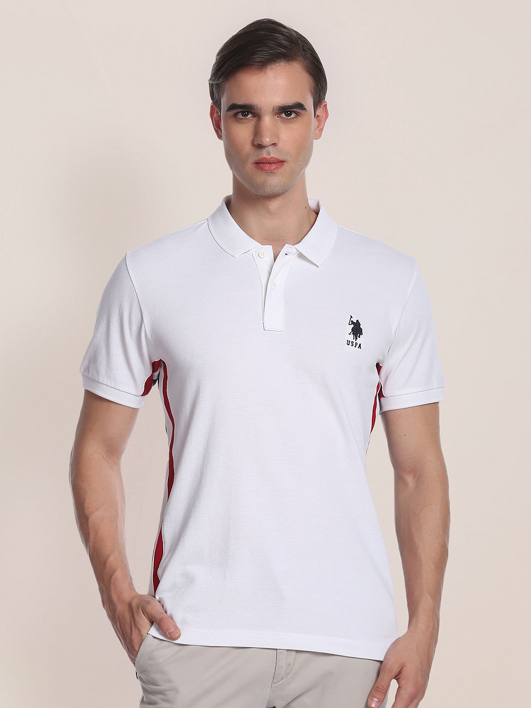 

U.S. Polo Assn. Polo Collar Pure Cotton Slim Fit T-shirt, White