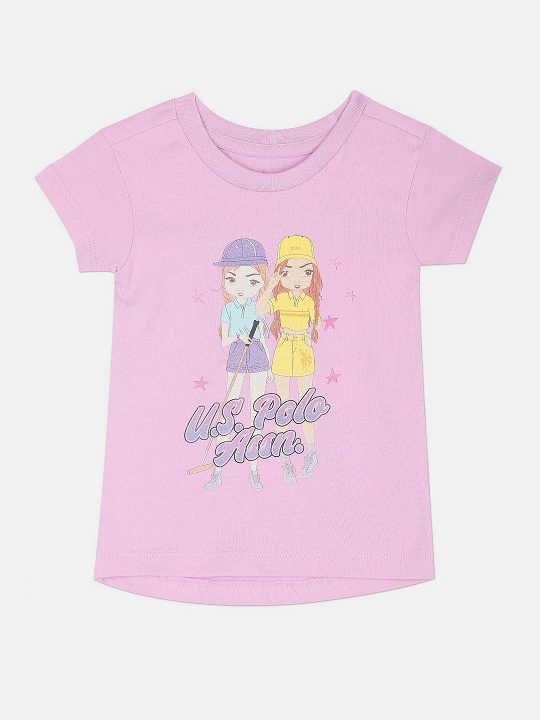 

U.S. Polo Assn. Kids Girls Typography Printed Pure Cotton T-shirt, Purple