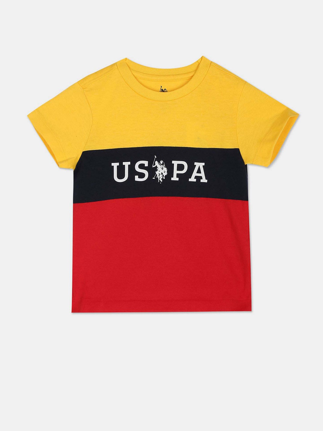 

U.S. Polo Assn. Kids Boys Brand Logo Printed Round Neck Pure Cotton T-shirt, Red