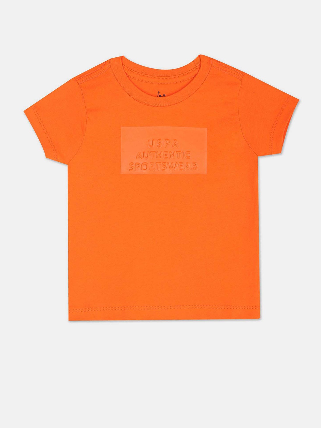 U.S. Polo Assn. Kids Boys Typography Printed Cotton T-shirt, Orange