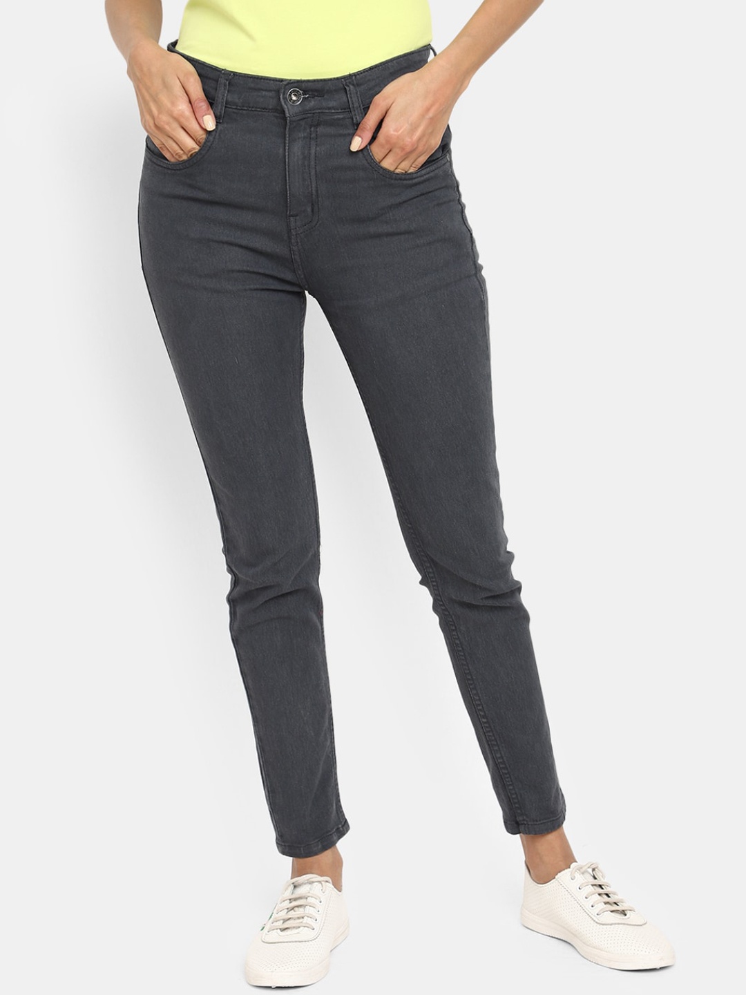 

V-Mart Women Slim Fit Cotton Jeans, Grey