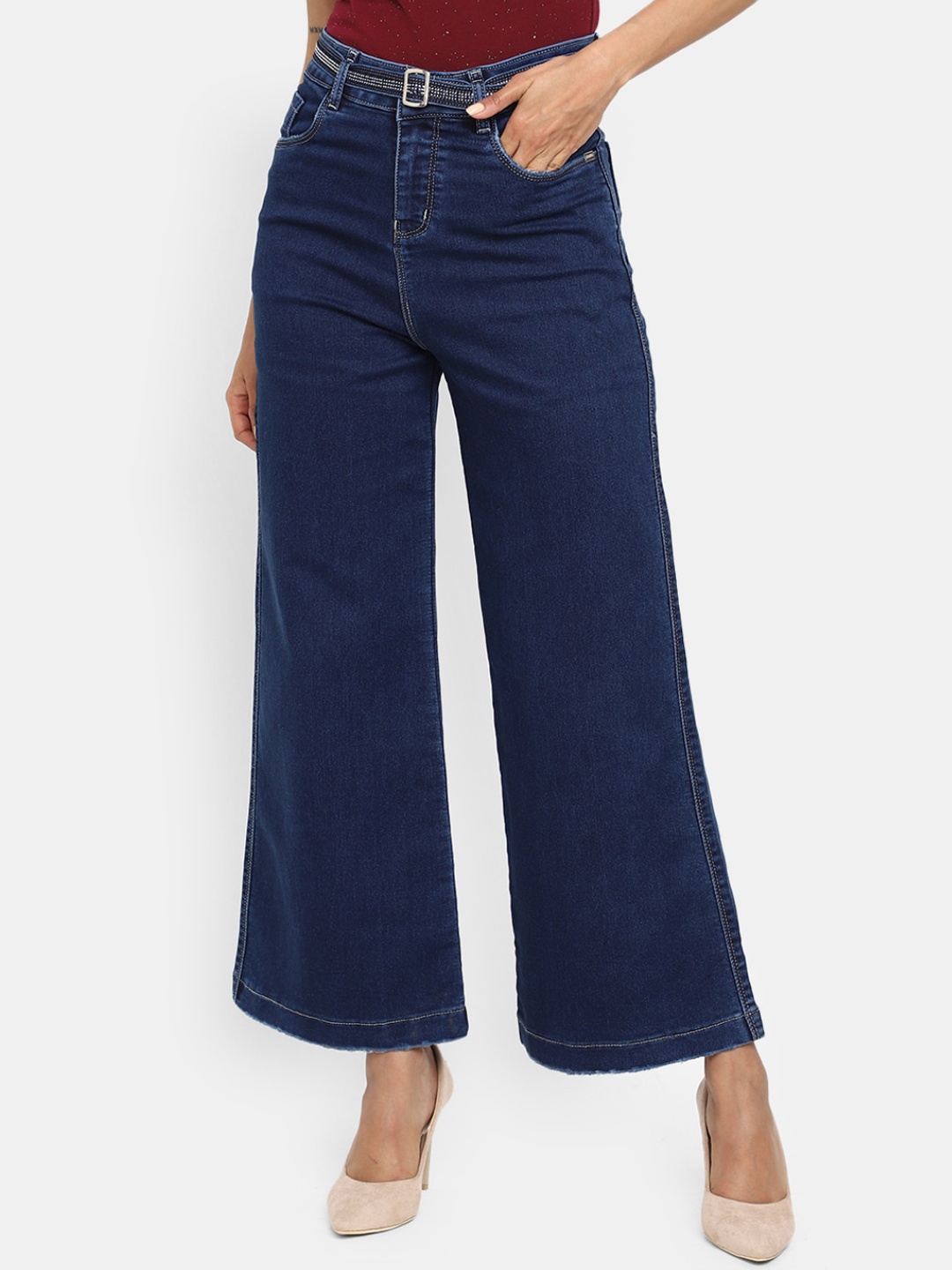 

V-Mart Women High-Rise Cotton Cropped Jeans, Blue