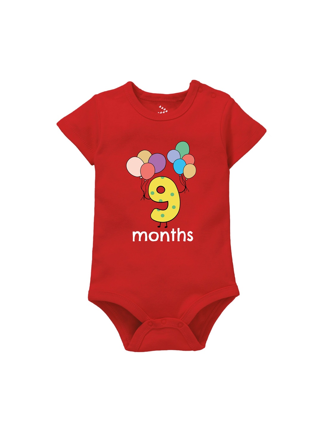 

Zeezeezoo Infants 9 Months Birthday Printed Pure Cotton Bodysuit, Red