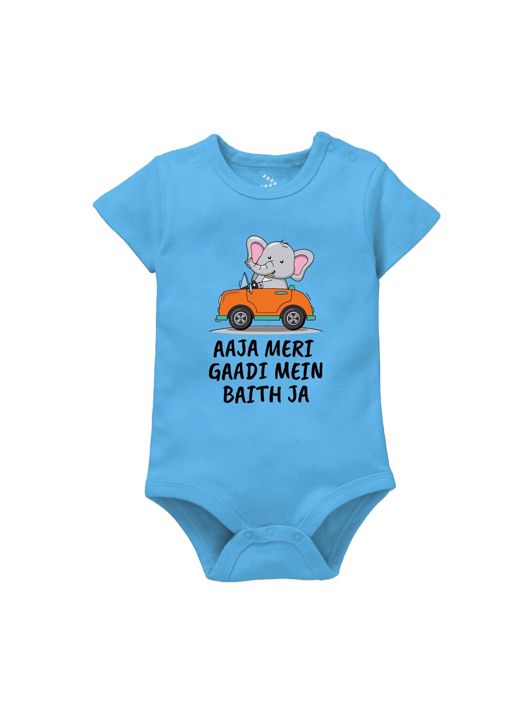

Zeezeezoo Infant Kids Elephant Car Printed Pure Cotton Bodysuit, Blue