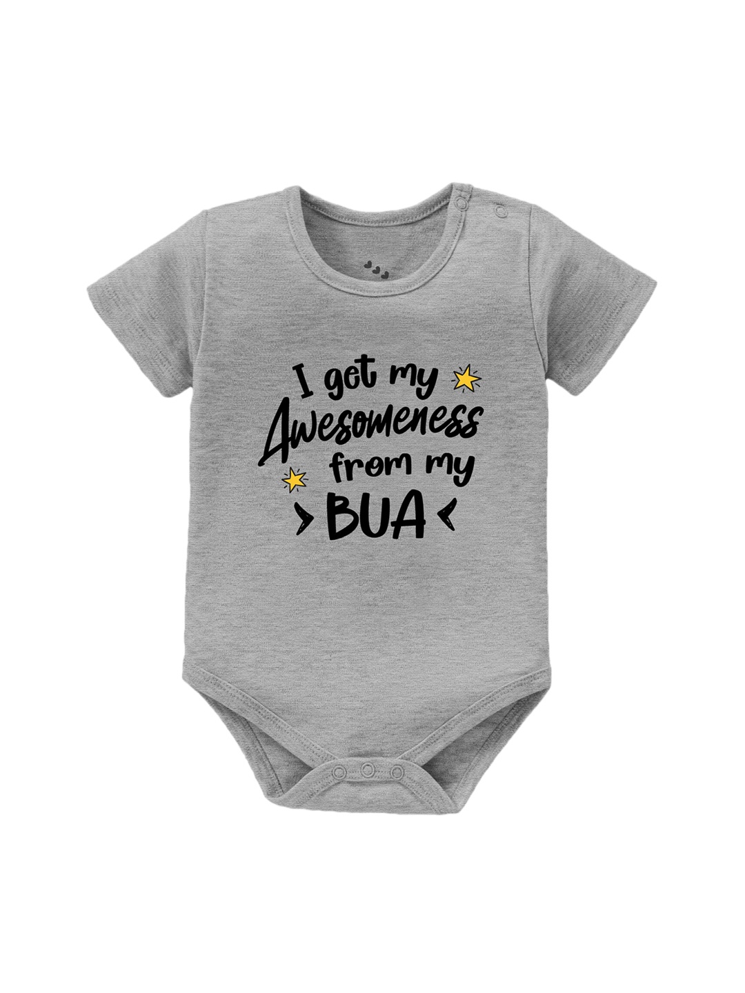 

Zeezeezoo Infant Kids I Get Awesomeness from Bua Printed Pure Cotton Bodysuit, Grey melange
