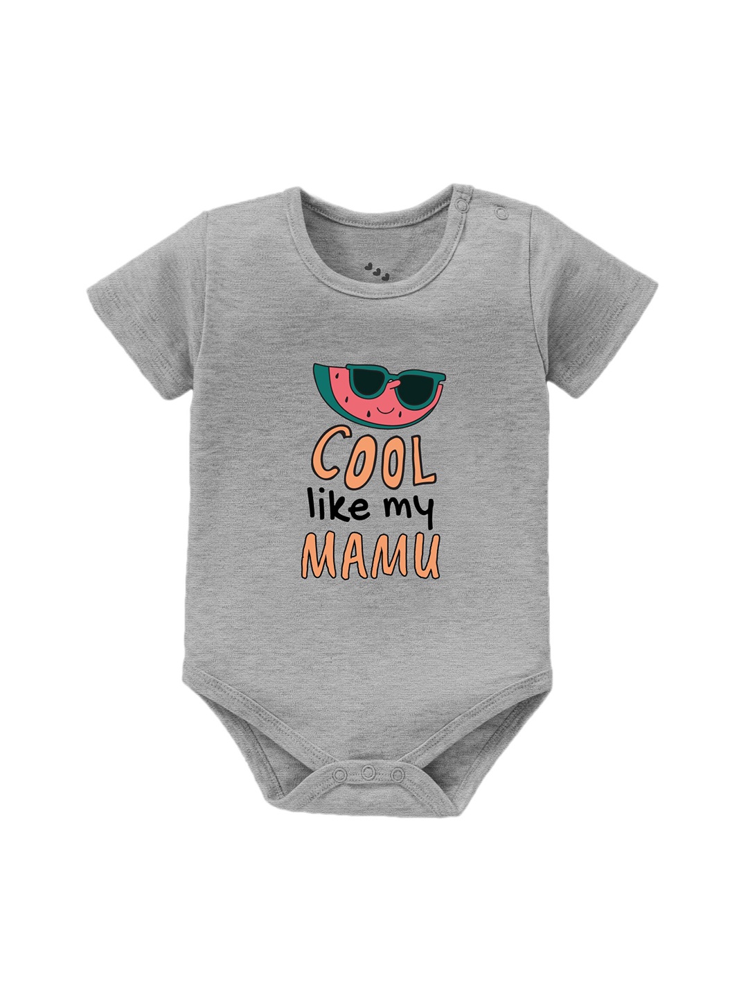 

Zeezeezoo Infant Kids Cool Mamu Printed Pure Cotton Bodysuit, Grey melange