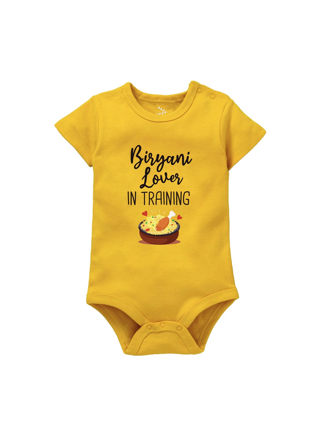 

Zeezeezoo Infant Kids Biryani Lover in Training Printed Pure Cotton Bodysuit, Yellow