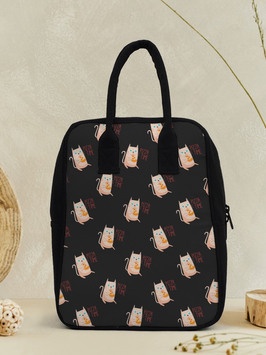 

Crazy Corner Printed Lunch Bag, Black