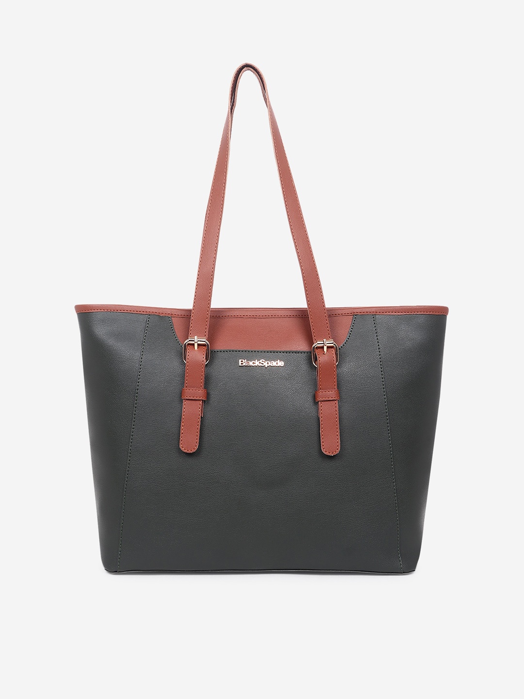 Black Spade PU Shopper Shoulder Bag, Green