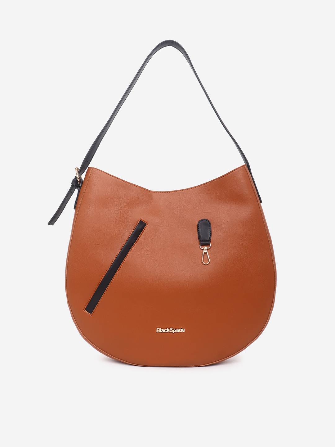 

Black Spade Textured Half Moon Shoulder Bag, Tan