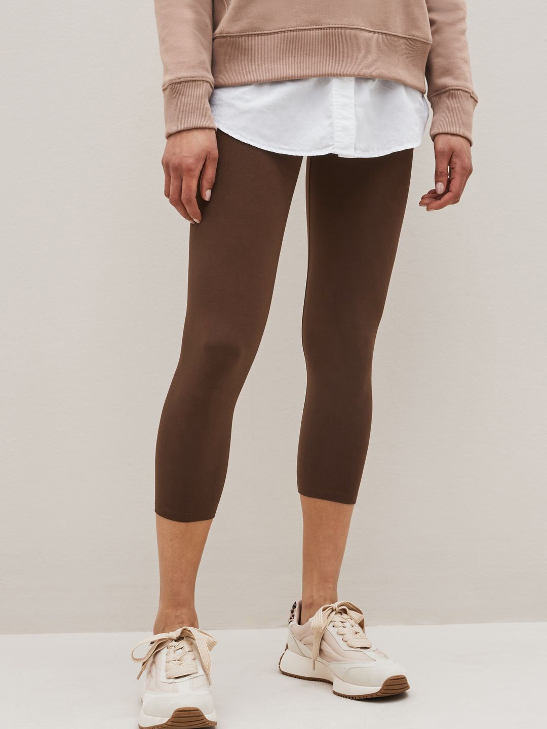 

NEXT Cropped Knitted Three-Fourth Tights, Brown