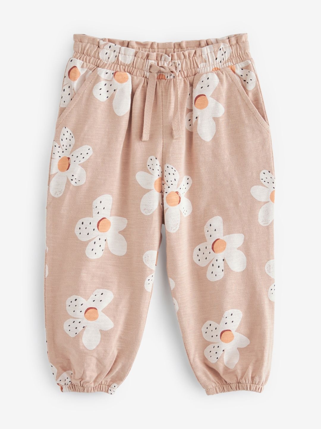 

NEXT Girls Pure Cotton Floral Printed Joggers, Brown
