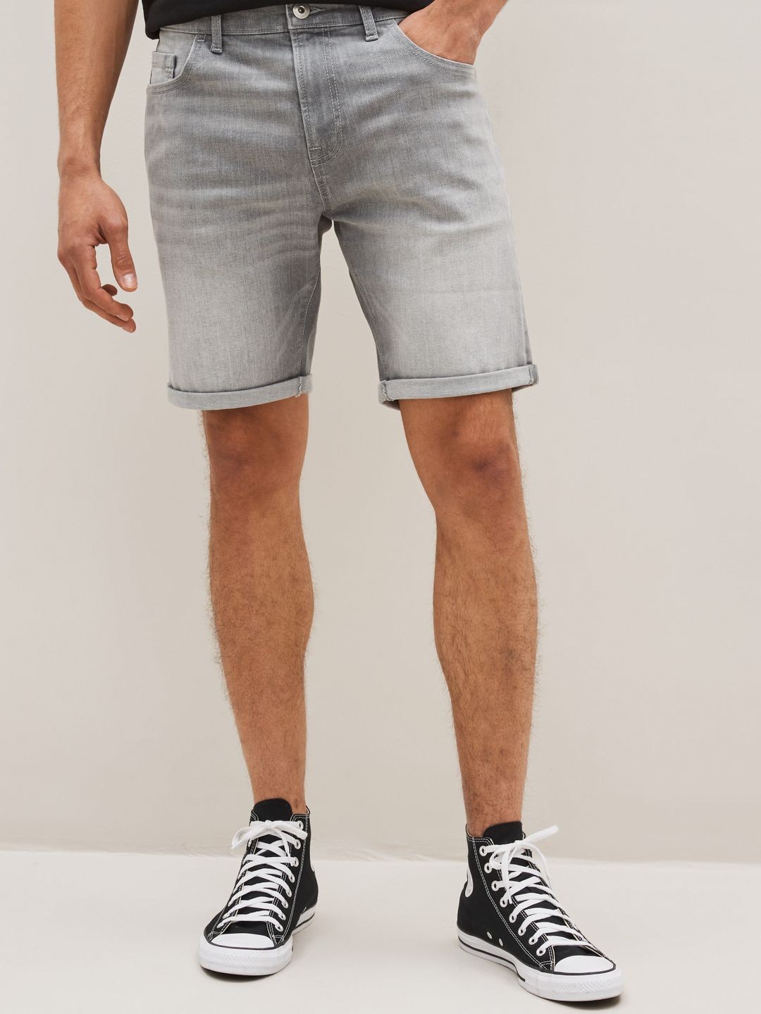 

NEXT Men Heavy Fade Slim Fit Denim Shorts, Grey