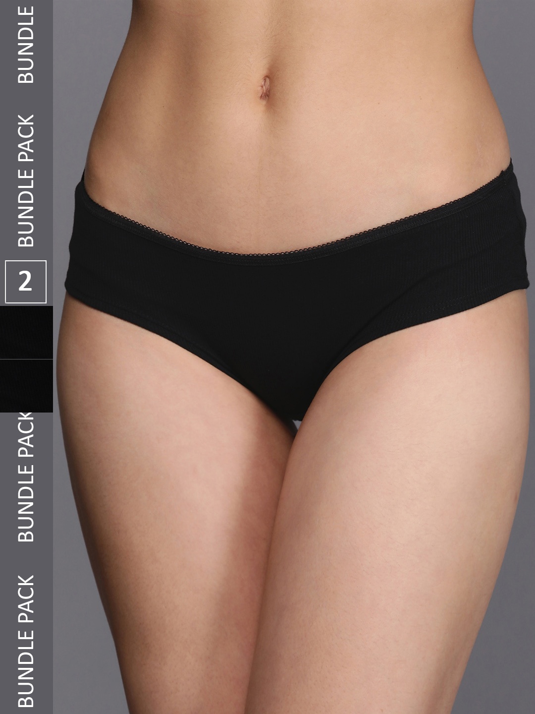 

NEXT Women Pack of 4 Ribbed Hipster Briefs, Black