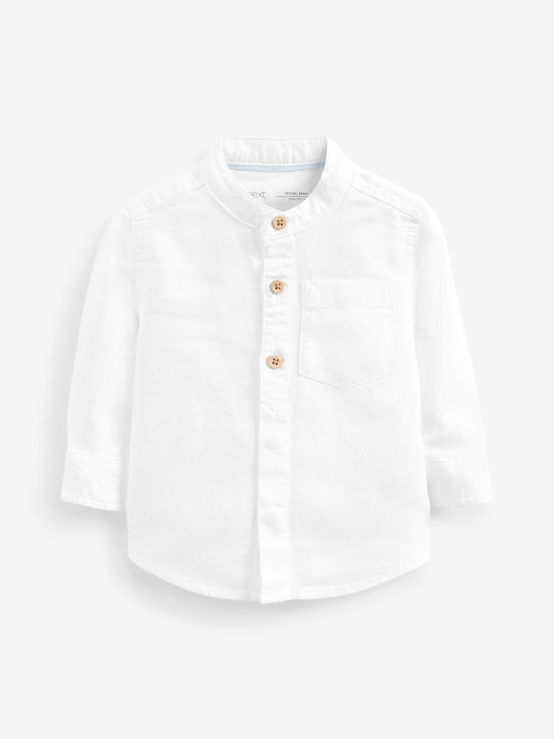 

NEXT Boys Band Collar Cotton Linen Casual Shirt, White