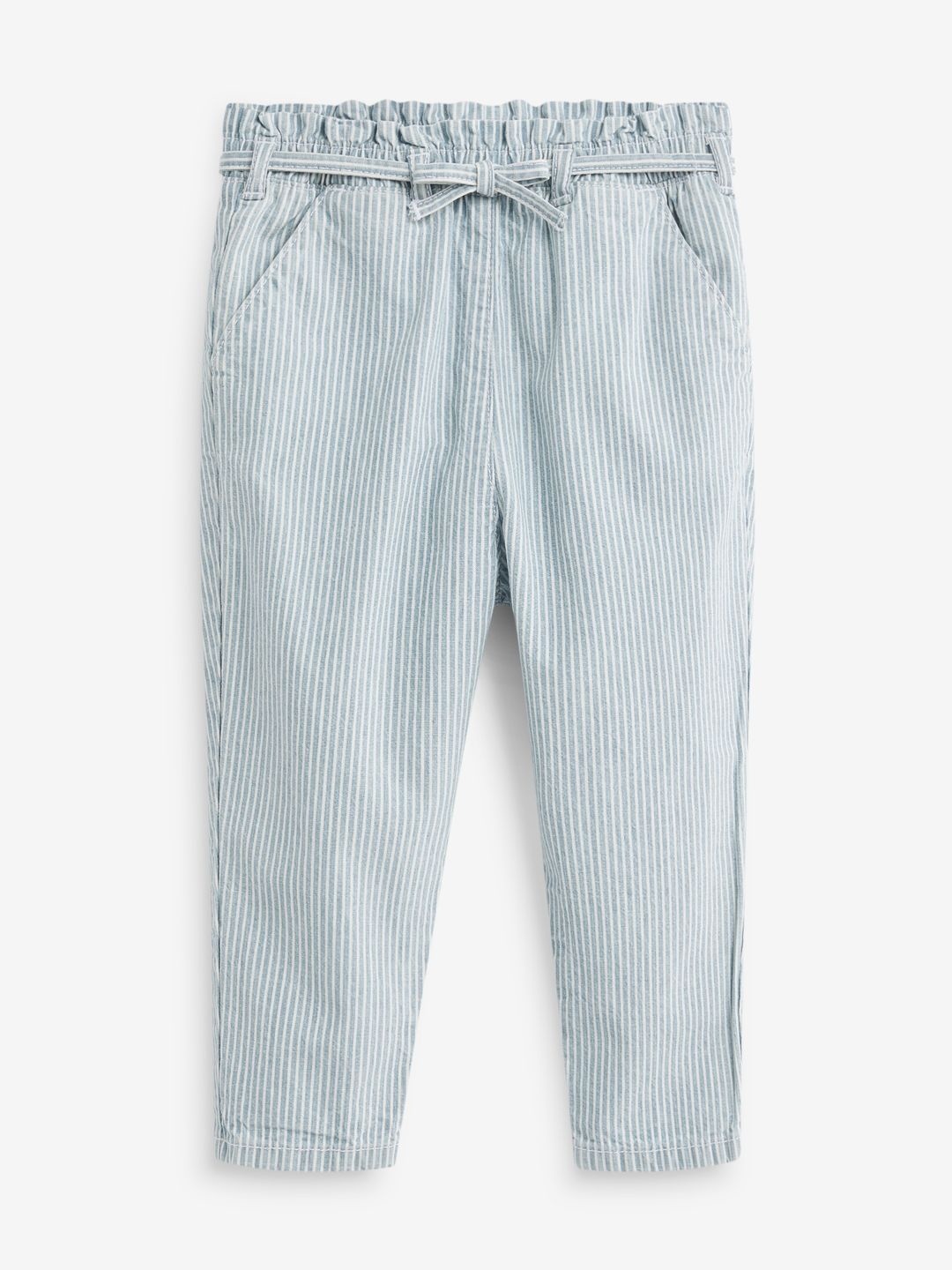 

NEXT Girls Pure Cotton Chambray Trousers with Belt, Blue