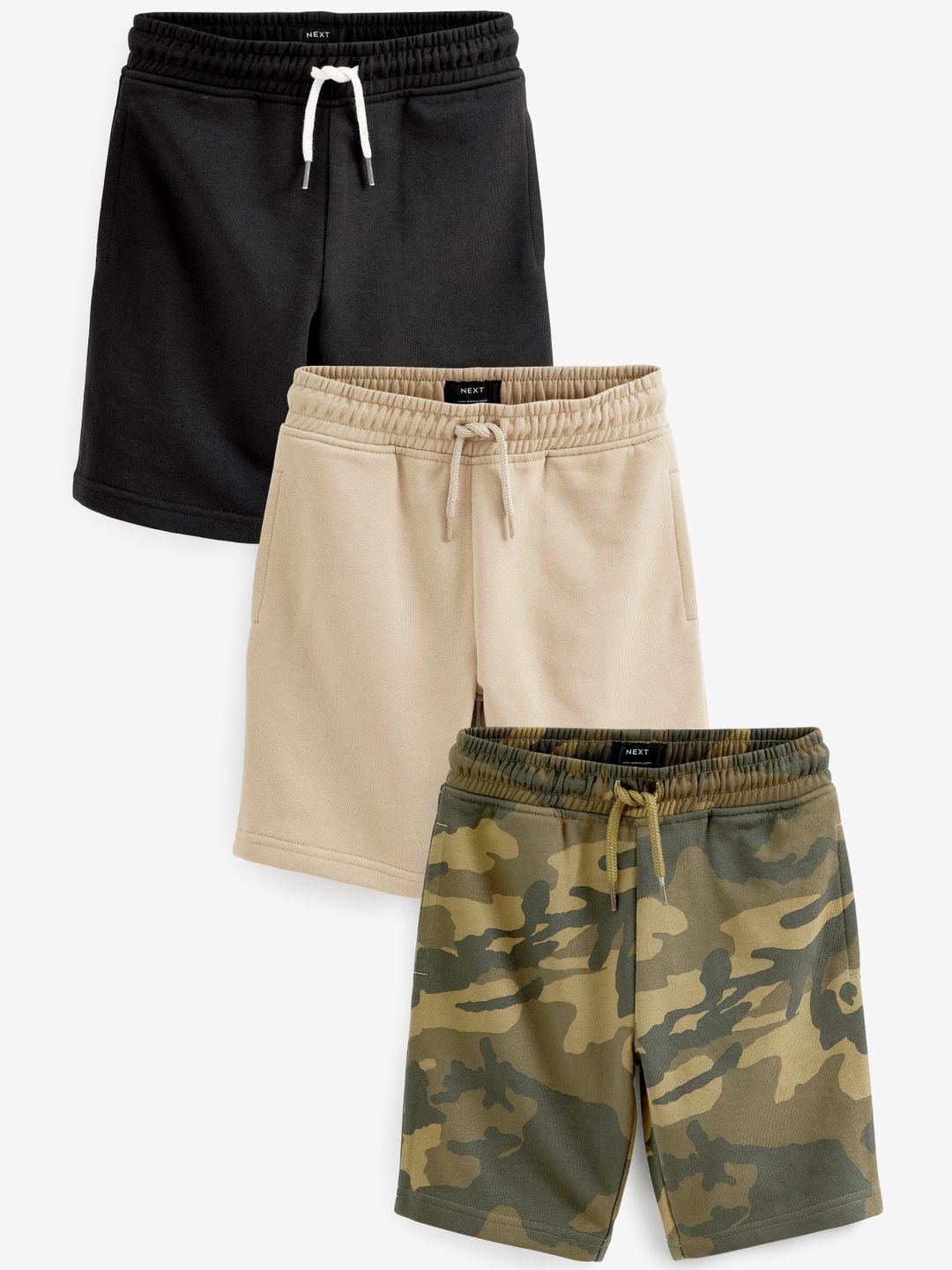 

NEXT Boys Pack Of 3 Regular Shorts, Black