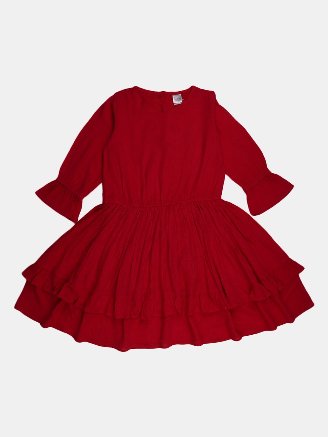 

V-Mart Girls Bell Sleeve Tiered Fit & Flare Dress, Red