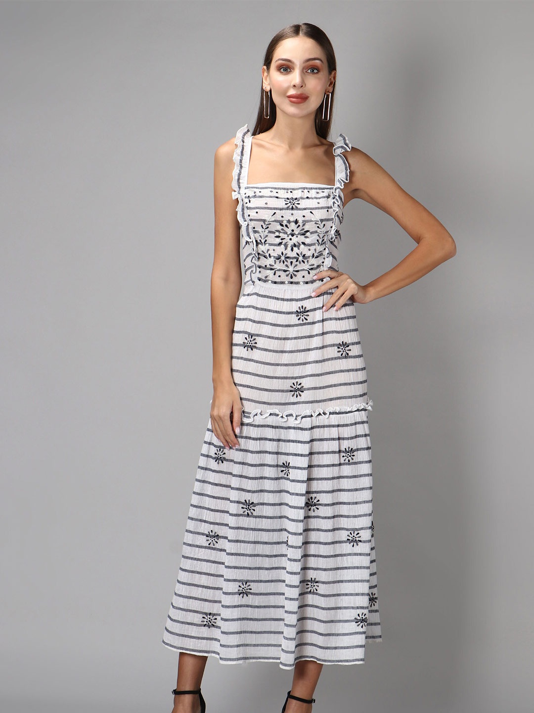 

Amagyaa Striped Maxi Dress, White