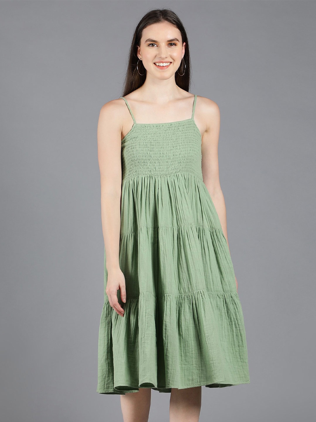 

Amagyaa Shoulder Straps A-Line Midi Dress, Sea green