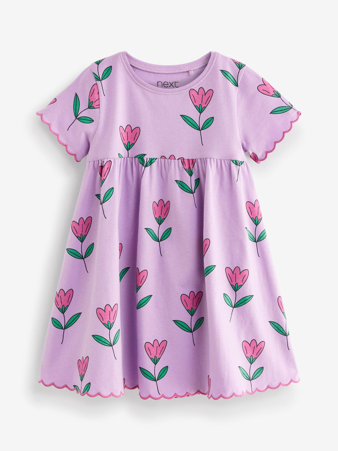 

NEXT Girls Pure Cotton Floral Printed A-Line Dress, Lavender