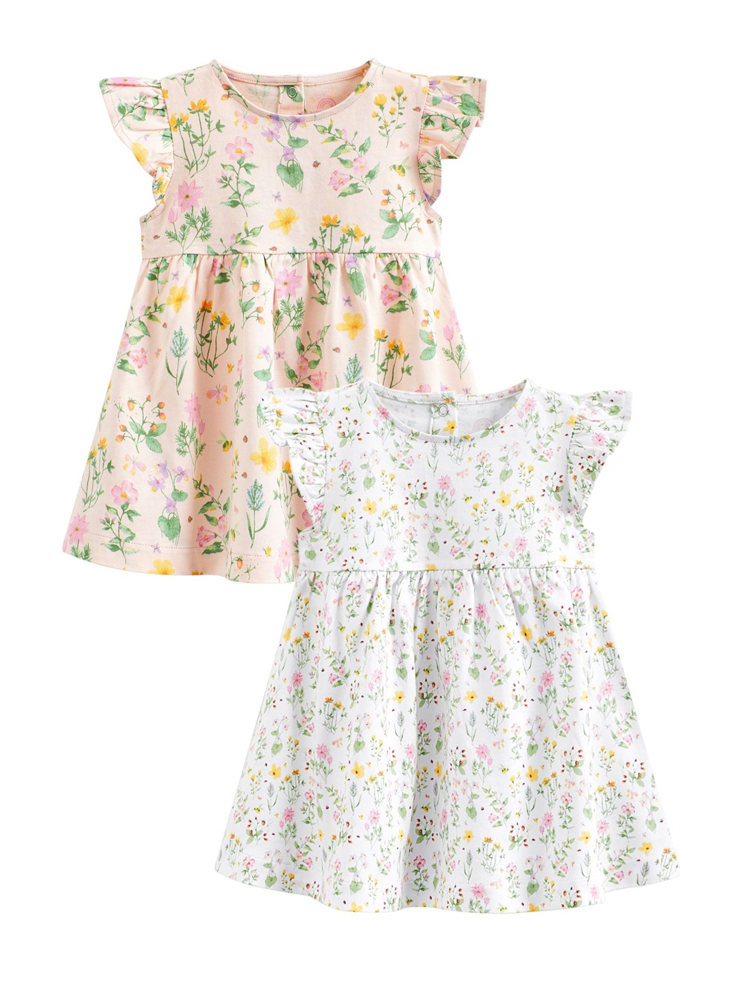 

NEXT Girls Pack Of 2 Pure Cotton A-Line Dresses, Beige
