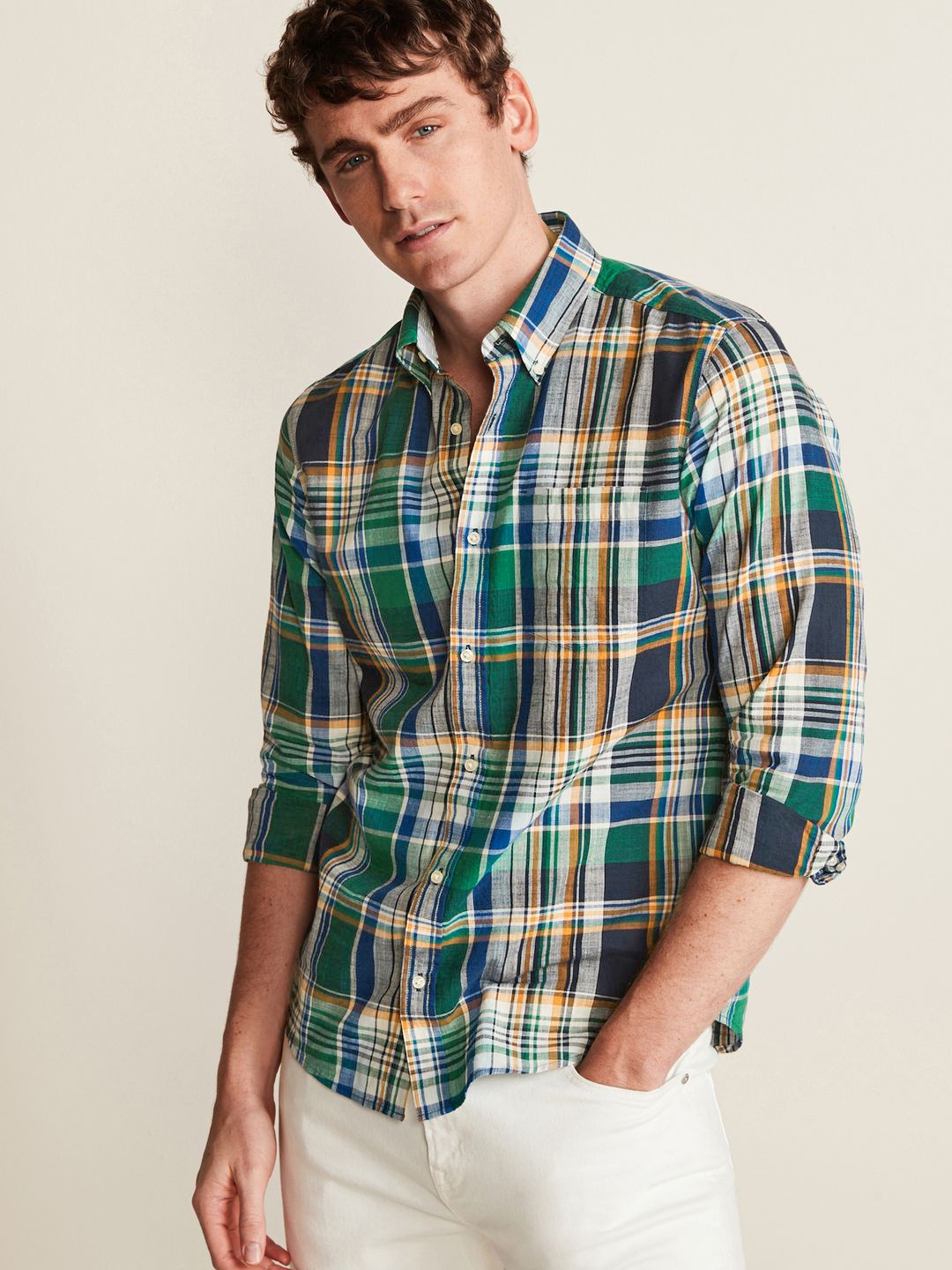 

NEXT Pure Cotton Tartan Checked Casual Shirt, Green
