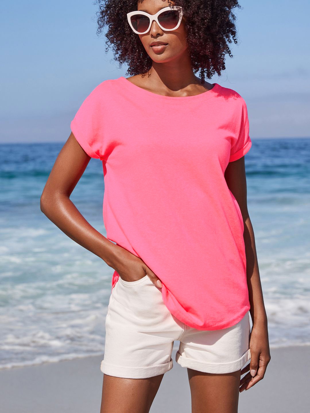 

NEXT Round Neck Knitted T-shirt, Pink