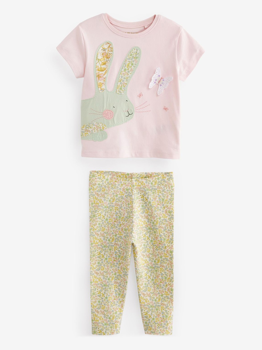 

NEXT Girls Applique Detail T-shirt With Printed Leggings, Pink