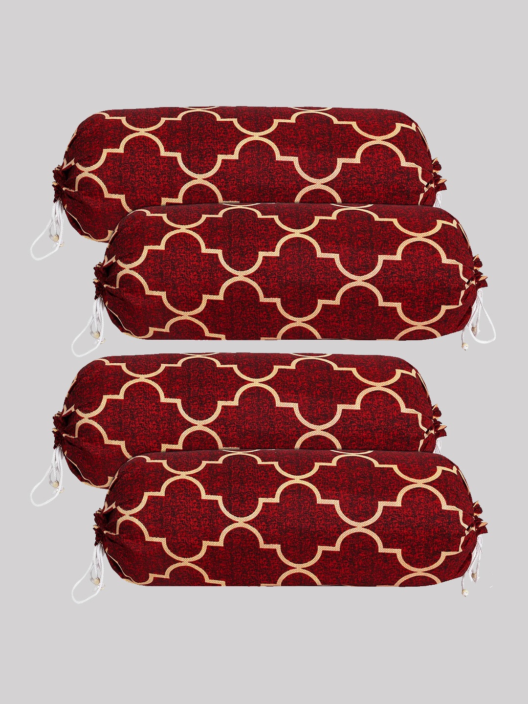 

Kuber Industries Red & Yellow 4-Pcs Lattice Printed Cotton Bolster Covers