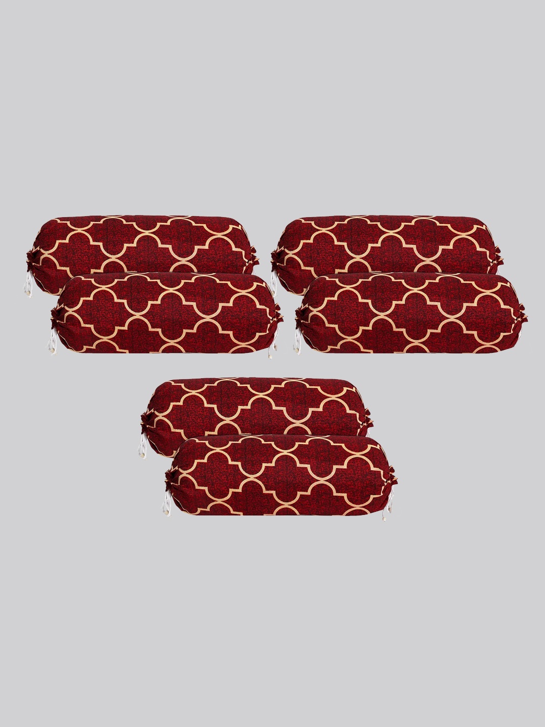 

Kuber Industries Red & Yellow 6 Pcs Lattice Printed Cotton Bolster Covers