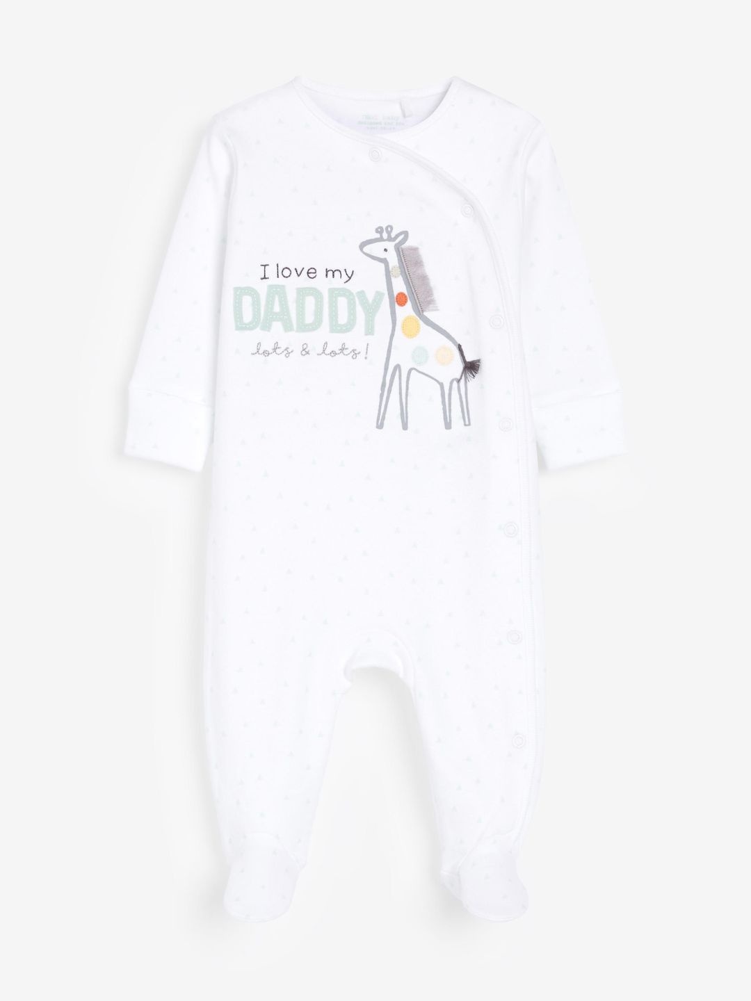 

NEXT Infants Pure Cotton Conversational Printed Sleepsuit, White