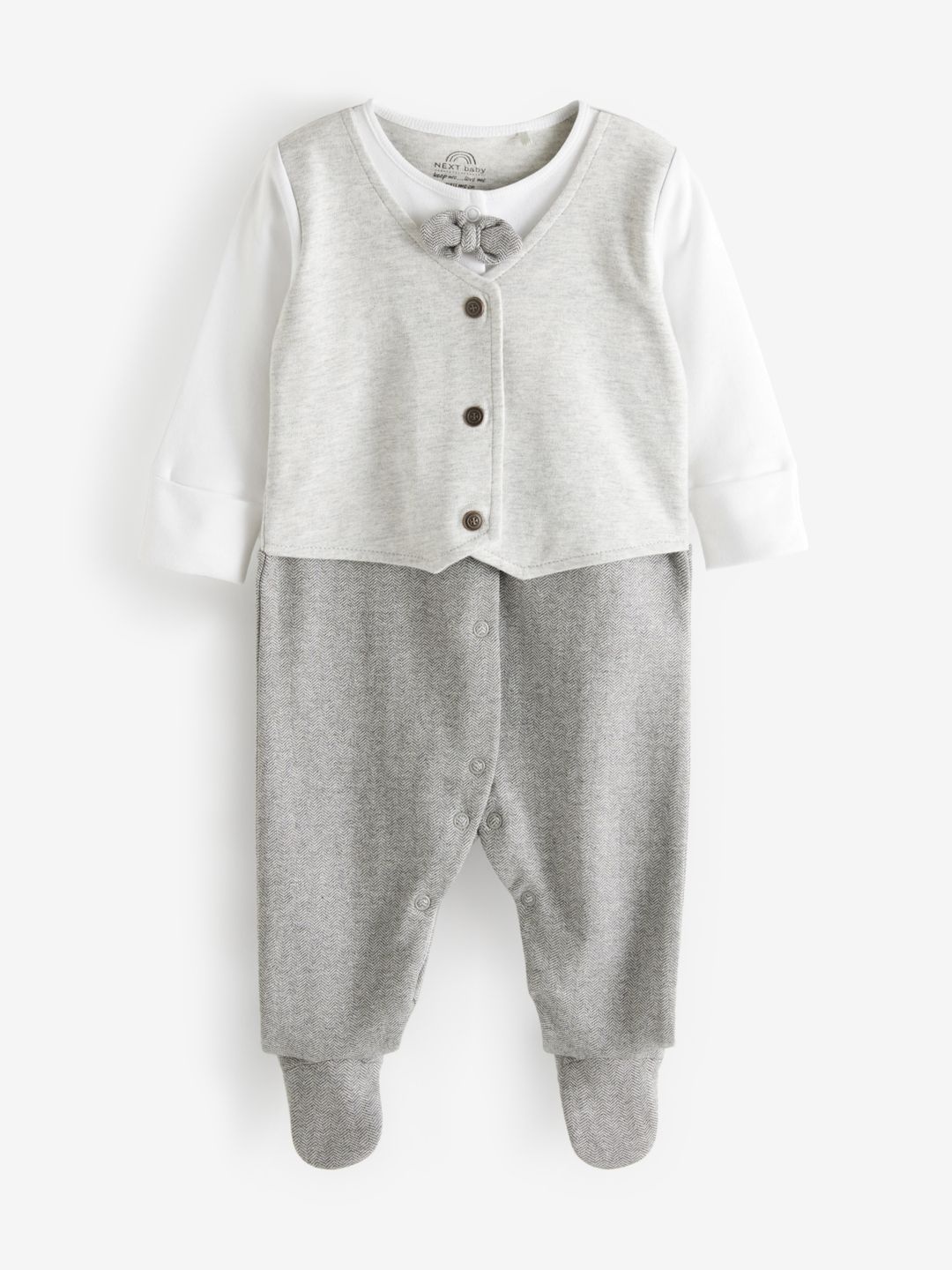 

NEXT Infant Boys Pure Cotton Colourblocked Sleepsuit, Grey