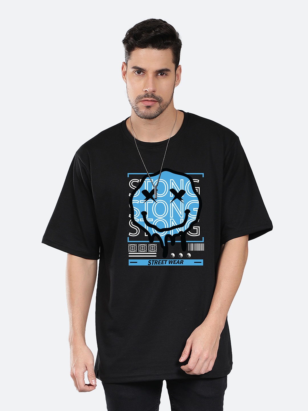 

Mad Over Print Men Graphic Printed Streetwear Cotton Oversized T-shirt, Black