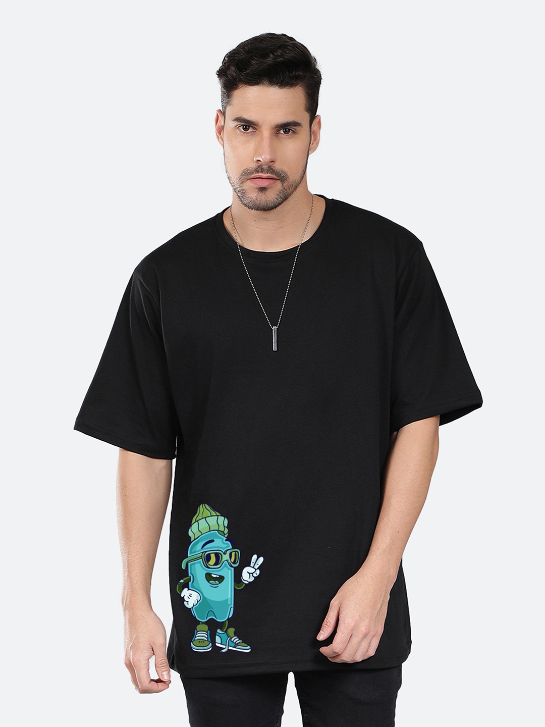 

Mad Over Print Graphic Printed Streetwear Cotton Oversized T-shirt, Black
