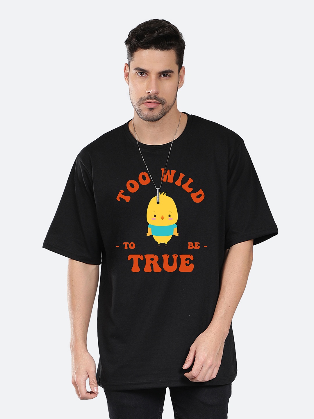 

Mad Over Print Typography Streetwear Oversized Cotton T-shirt, Black