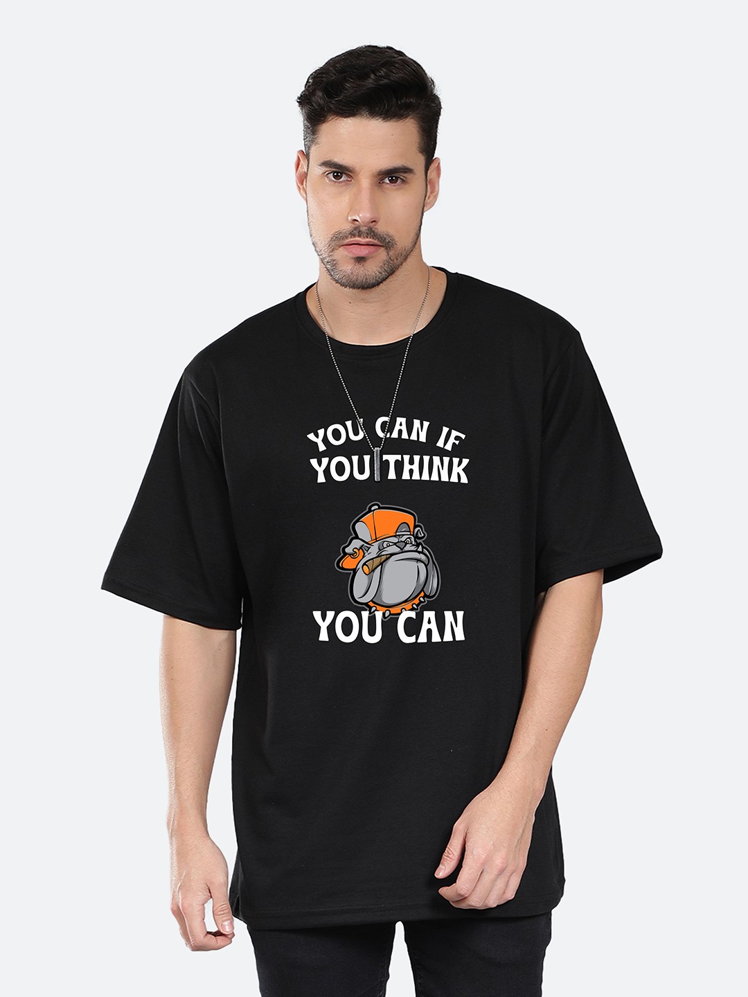 

Mad Over Print Typography Streetwear Oversized Cotton T-shirt, Black