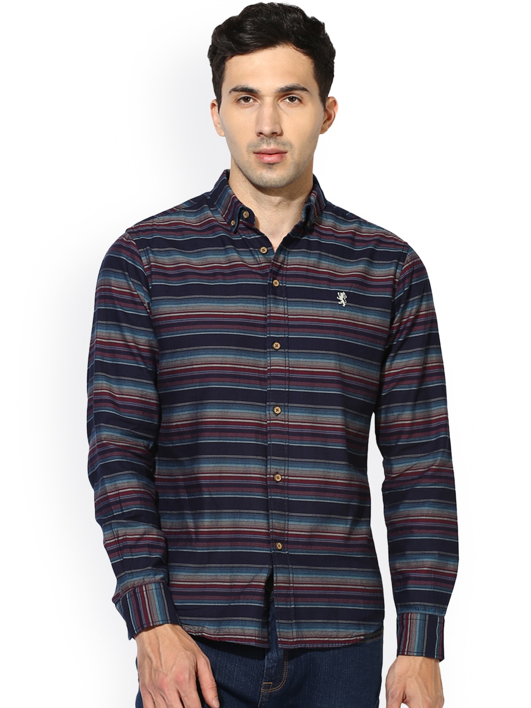

Red Tape Men Blue & Grey Regular Fit Striped Casual Shirt