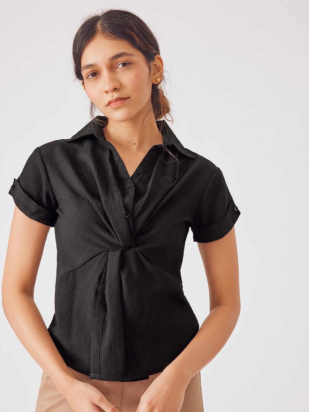 

The Label Life Black Chiffon Shirt Style Top