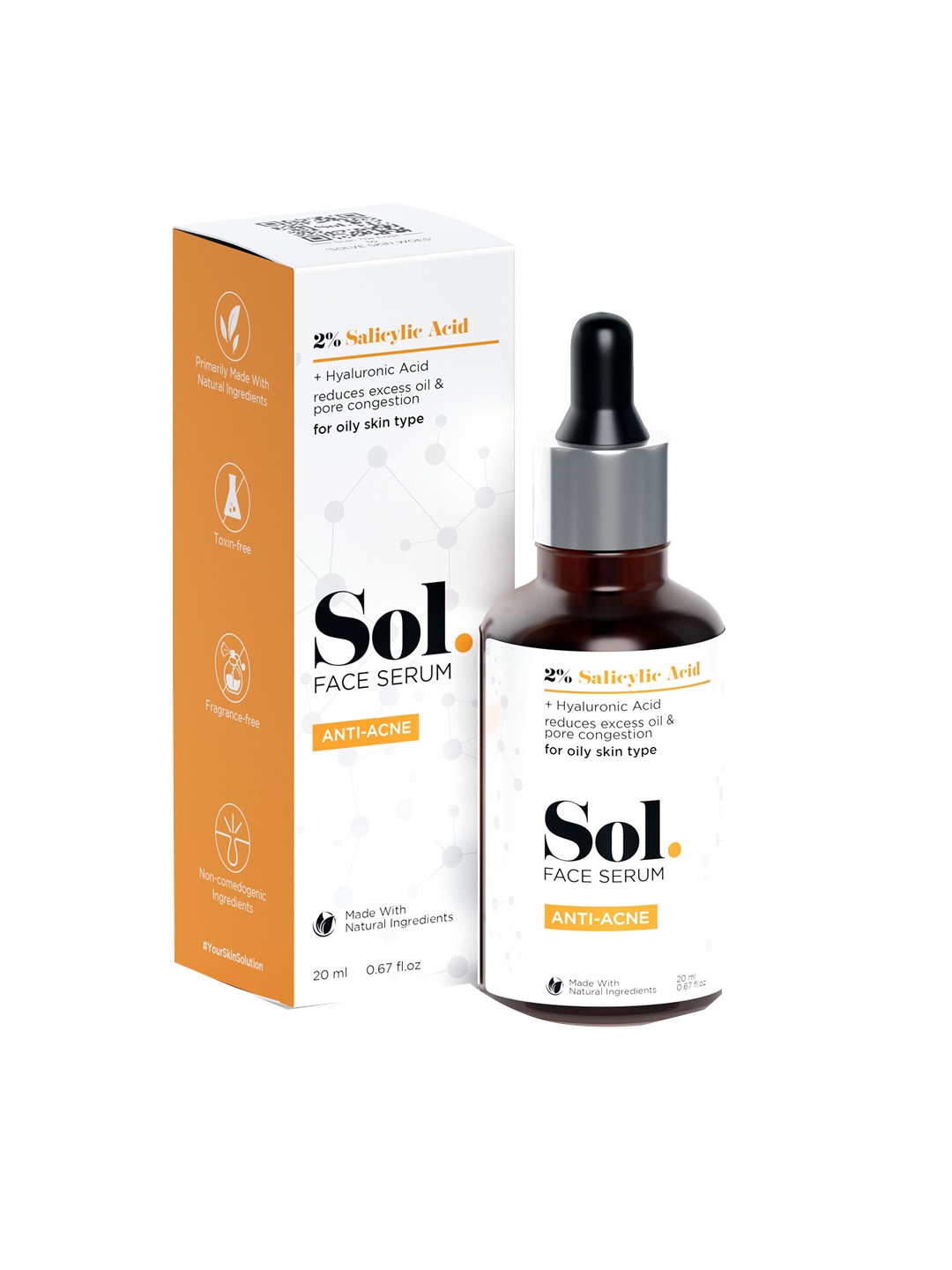 

Sol. 2% Salicylic Acid Anti-Acne Face Serum - 20ml, White