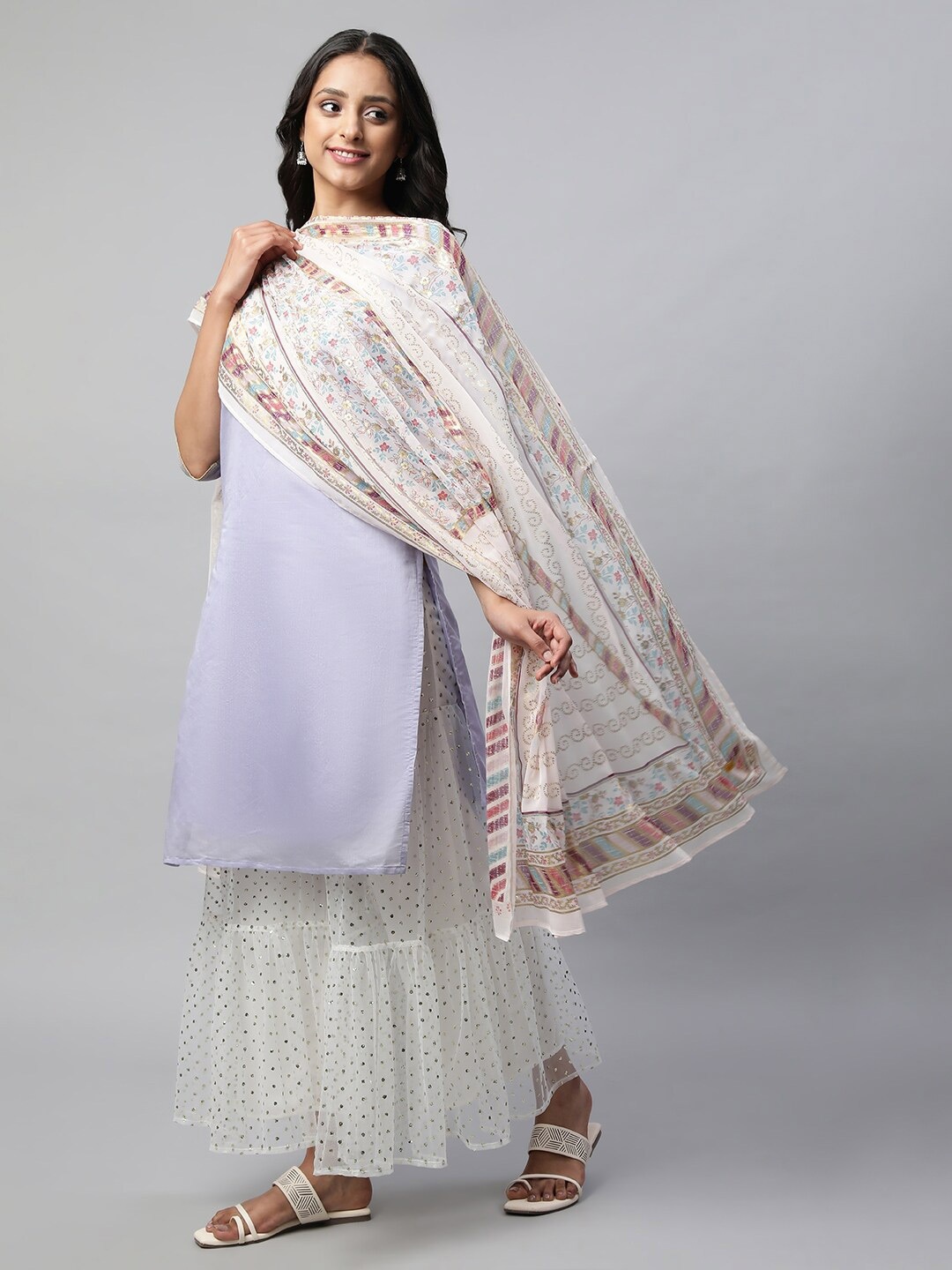 

AURELIA Ethnic Motifs Printed Dupatta, White