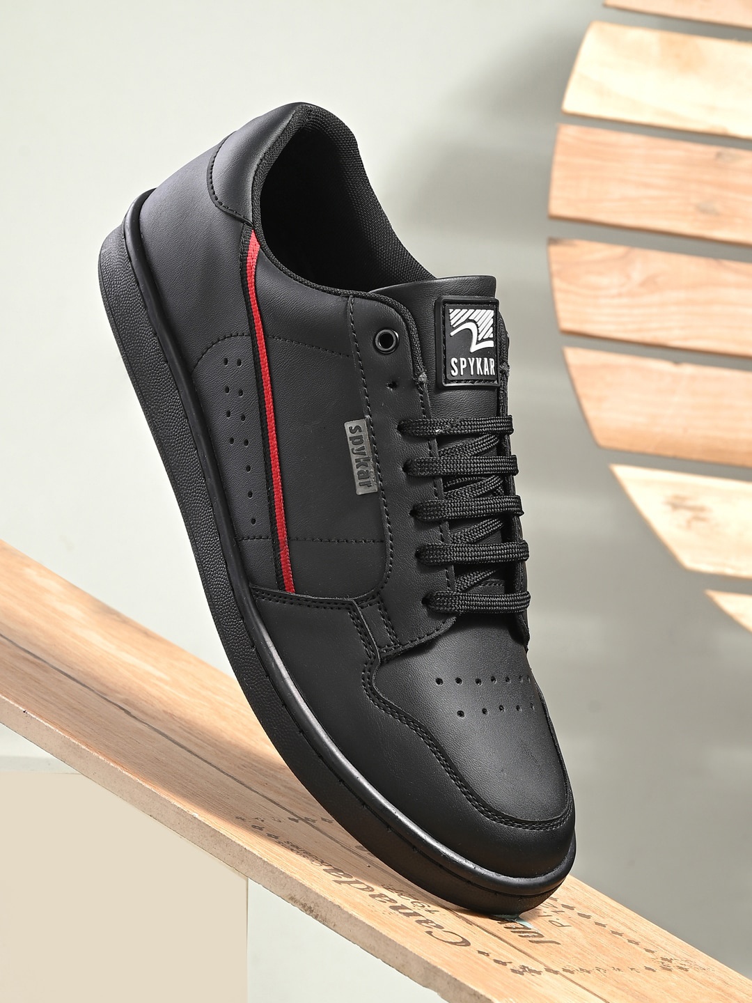 

SPYKAR Men Perforated Lace-Up Sneakers, Black