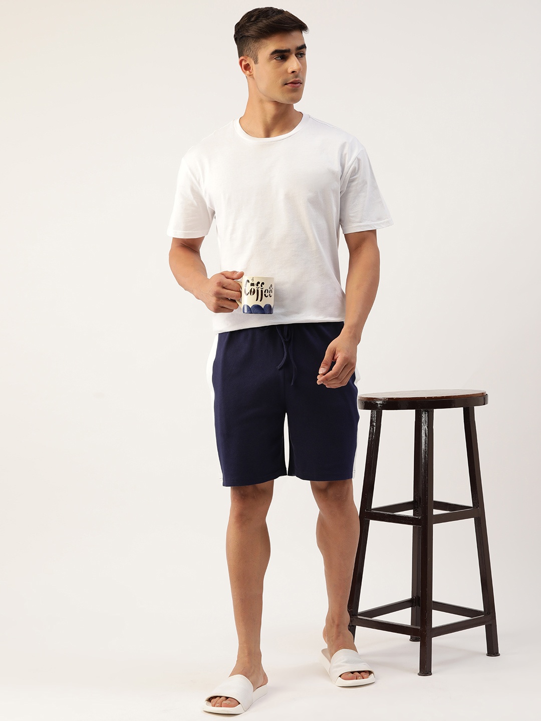 

ETC Men Pure Cotton Lounge Shorts, Navy blue