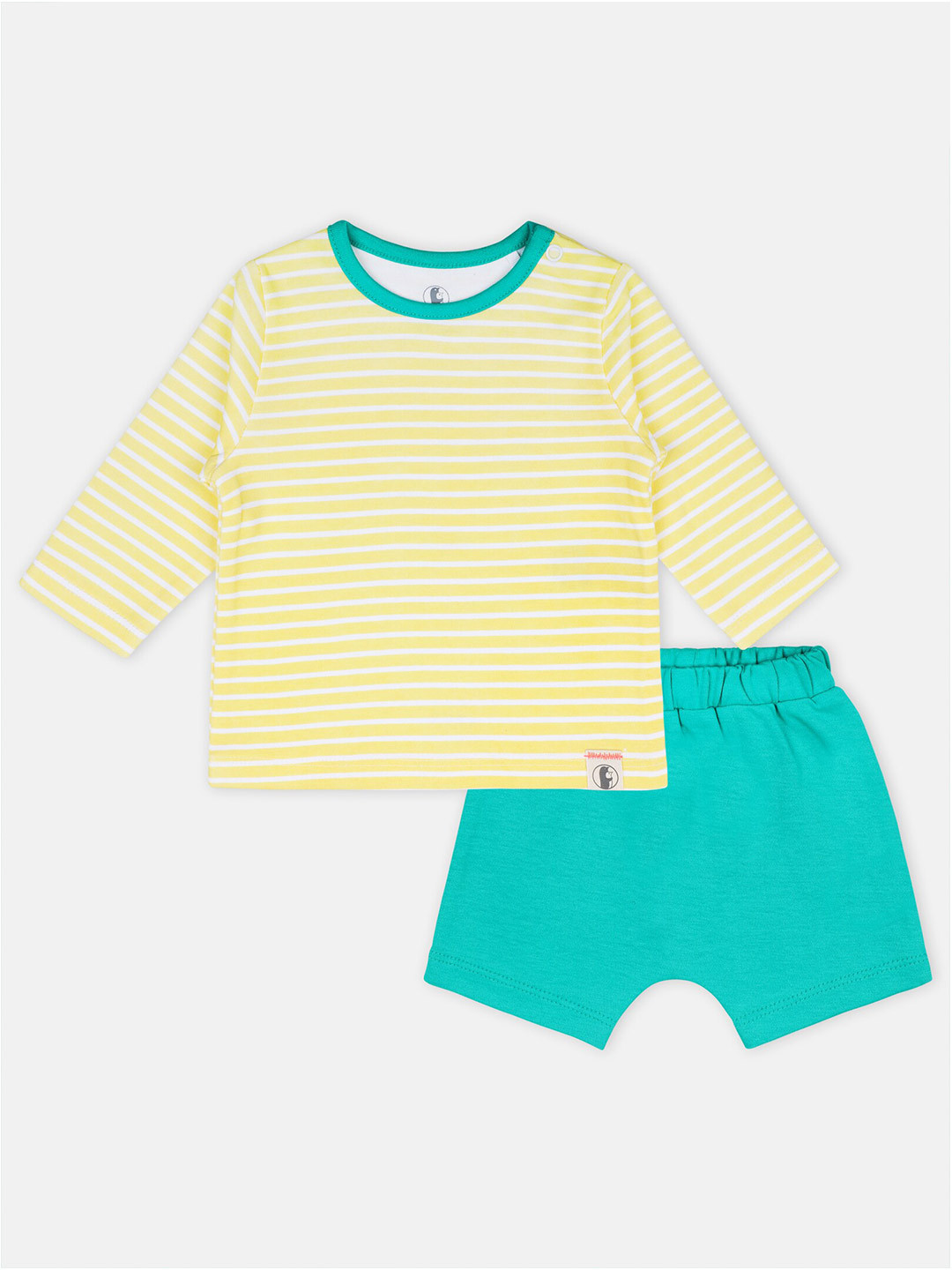 

Babysafe Infant Boys Striped Pure Cotton T-shirt With Shorts, Yellow