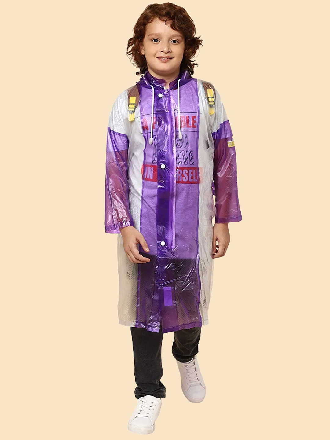 

THE CLOWNFISH Simpson Kids Hooded Waterproof Rain Jacket, Purple