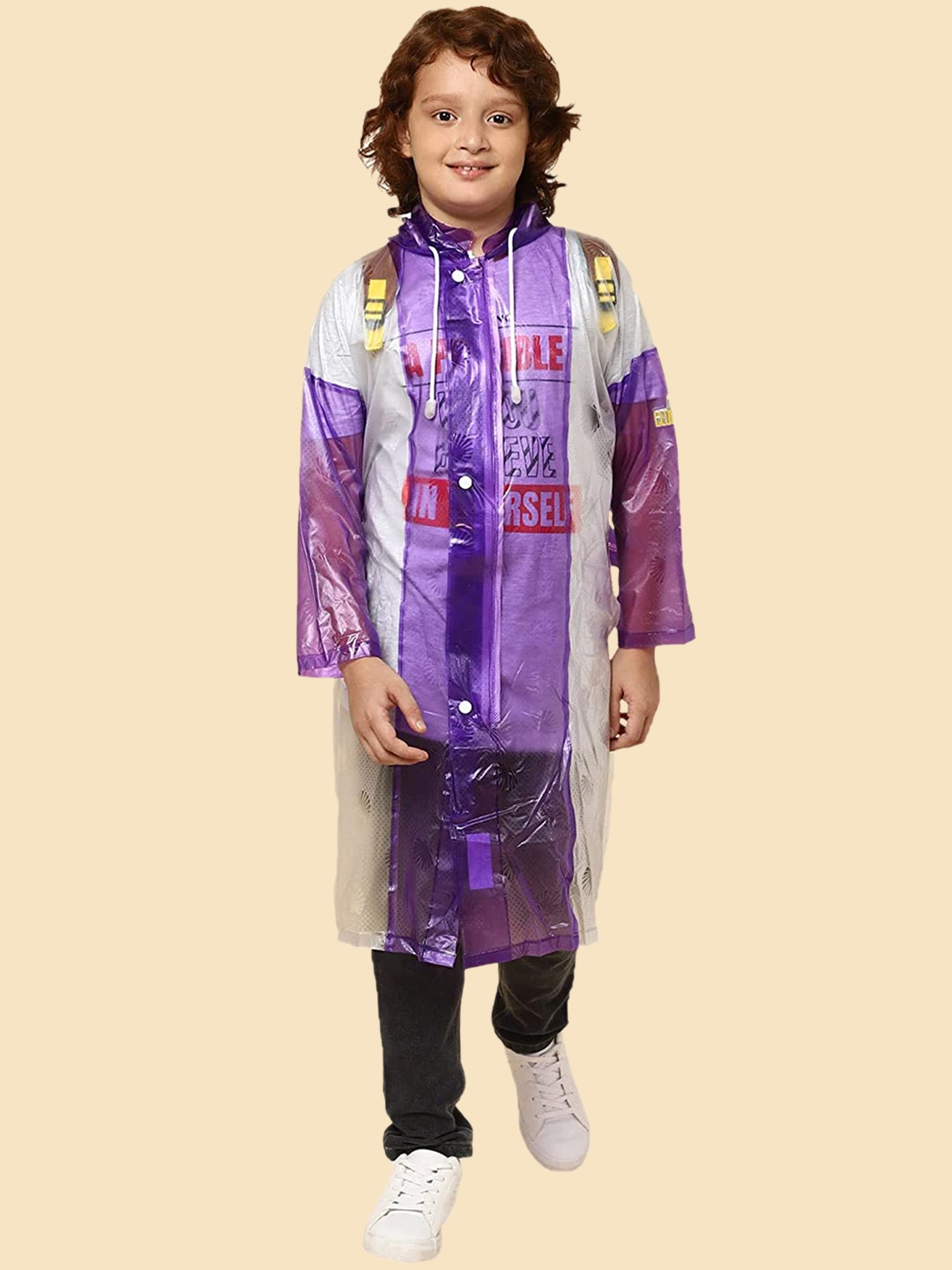 

THE CLOWNFISH Kids Hooded Rain Jacket, Purple