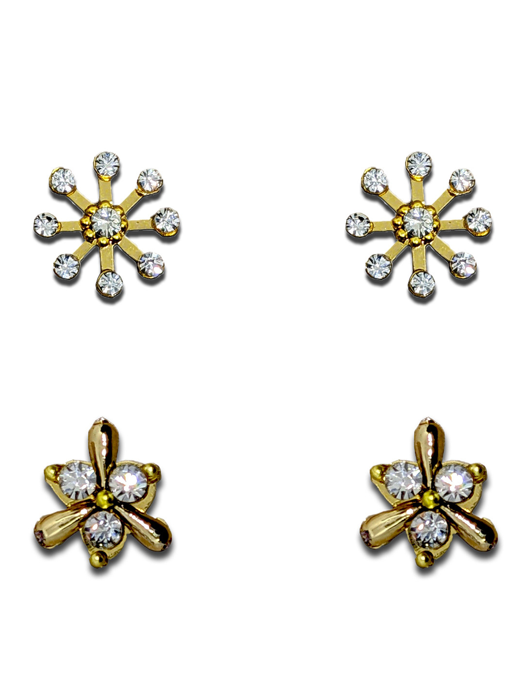

Comet Busters Pack Of 2 Gold Plated Stone Studded Floral Non Piercing Ear Stickers, White