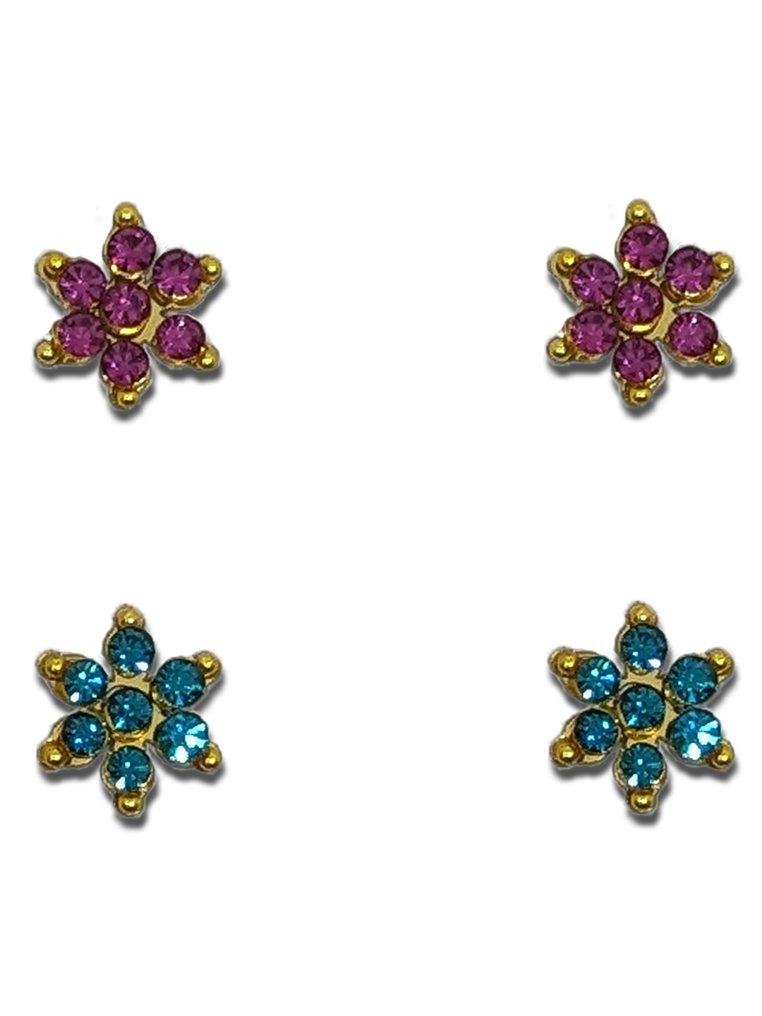 

Comet Busters Pack Of 2 Gold Plated Stone Studded Floral Non Piercing Ear Stickers, Pink