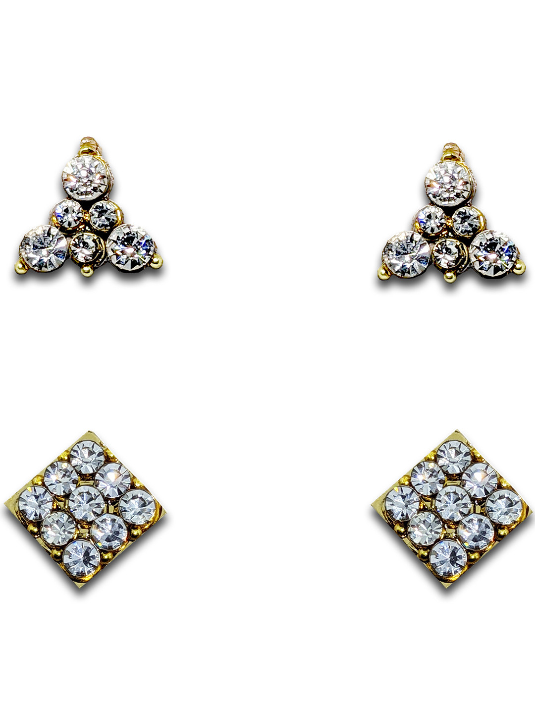 

Comet Busters Pack Of 2 Gold Plated Stone Studded Floral Non Piercing Ear Stickers, White