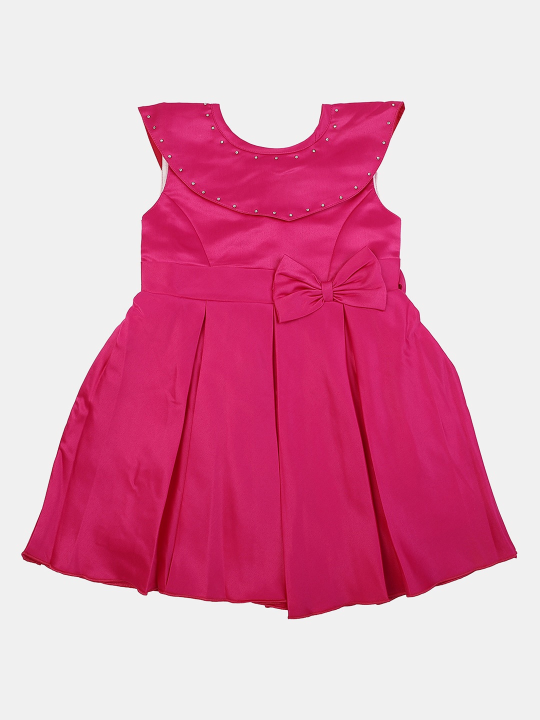 

V-Mart Infant Girls Round Neck Cotton Fit & Flare Dress, Fuchsia